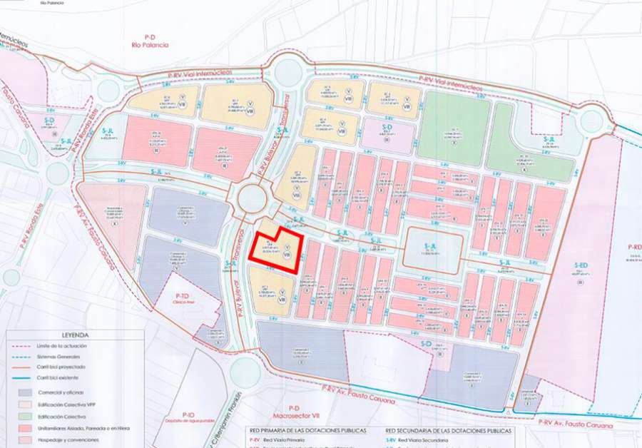 En la parcela del PAI Fusión (señalada en rojo) está prevista la construcción de 162 viviendas