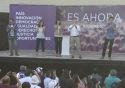 Los representantes de Podemos durante el acto de campaña de ayer