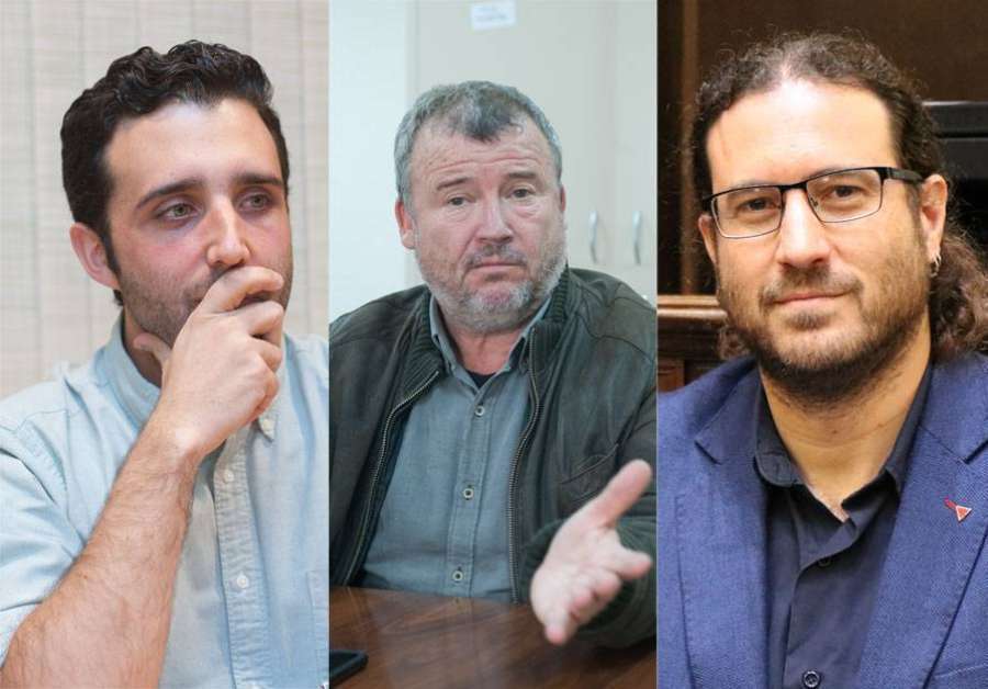 Darío Moreno (PSPV-PSOE), Francesc Fernández (Compromís) y Guillermo Sampedro (EUPV)