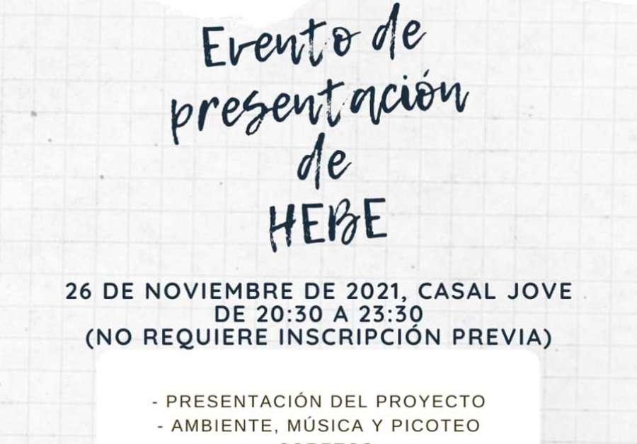 El Casal Jove acogerá la fiesta de presentación del nuevo grupo de participación HEBE