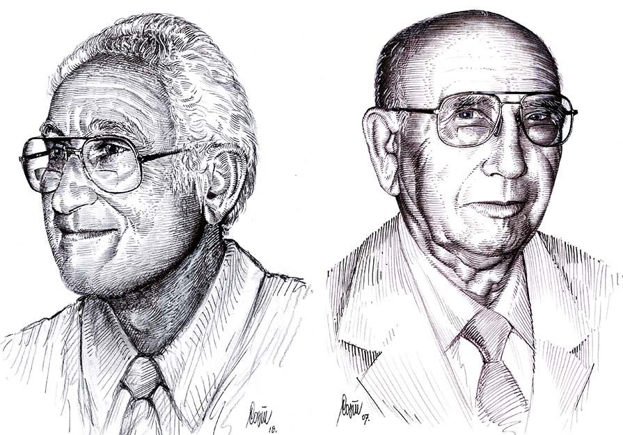 Dibujos de Antonio Cosín de los dos homenajeados