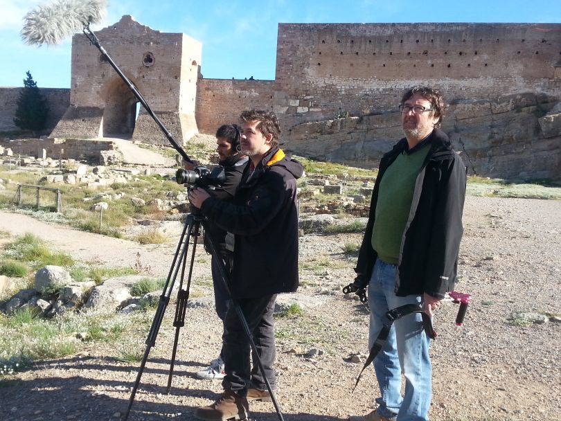 Un momento de la grabación del documental en el Castillo de Sagunto
