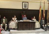 Las Falleras Mayores de la FJFS, Claudia Ramón y Maite Nebot, durante su proclamación