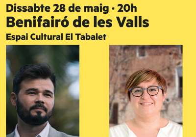 Gabriel Rufián participará en la presentación de la candidatura de Adela Alba a la alcaldía de Benifairó de les Valls