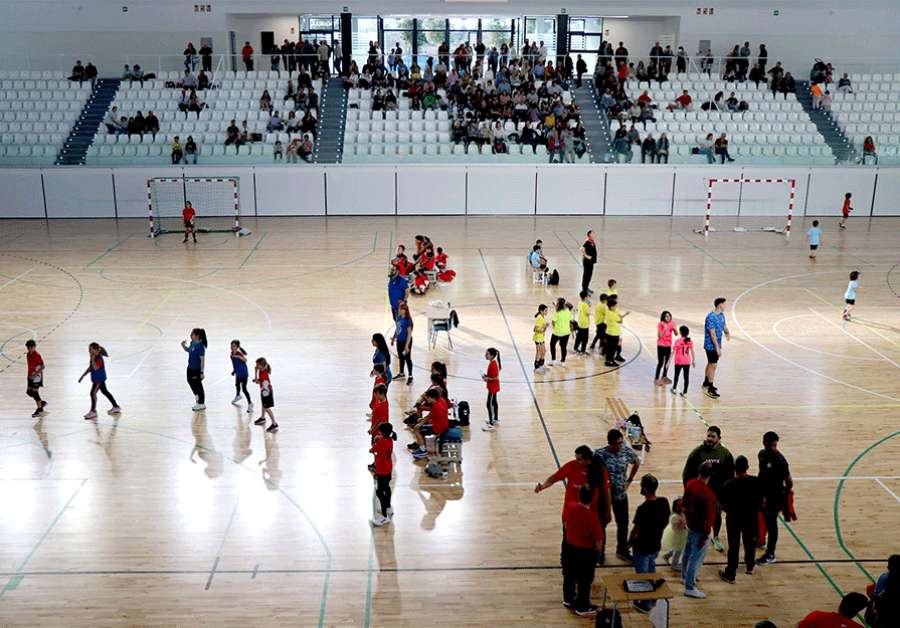 Unos 160 escolares disfrutaron de una jornada de balonmano en este pabellón