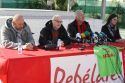 Ricardo Sixto, Fernando López-Egea, Cayo Lara y Nerea Almiñana durante su encuentro con la prensa