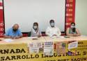 Javier Galarza, Begoña Cortijo, Manuel Pineda y Roser Mestro, esta mañana en una reunión sindical