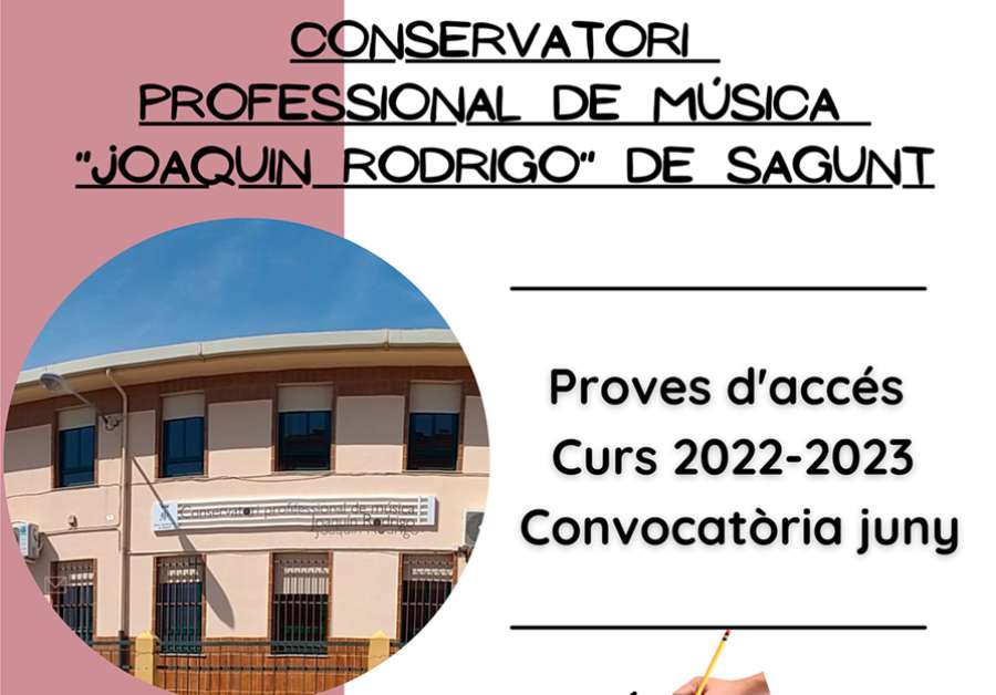 Abierto el periodo de inscripción para las pruebas de acceso del Conservatorio Profesional de Música Joaquín Rodrigo de Sagunto