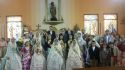 Representantes del Centro Aragonés e invitados durante la misa en honor a San Jorge del pasado año