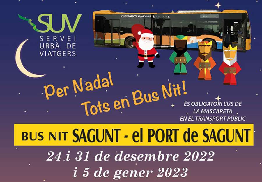 El servicio de autobús nocturno de Sagunto se refuerza estas navidades en los días más señalados