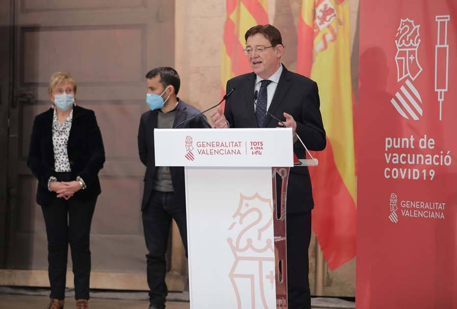El presidente de la Generalitat Valenciana, Ximo Puig, en la rueda de prensa ofrecida este martes