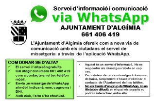 El WhatsApp de Algímia llega a 160 usuarios