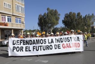 Los trabajadores de Galmed durante la multitudinaria manifestación del pasado viernes