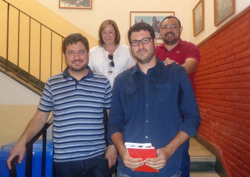 Ignacio Blanco, Marga Sanz y Guillermo Sampedro tras la reunión con CCOO