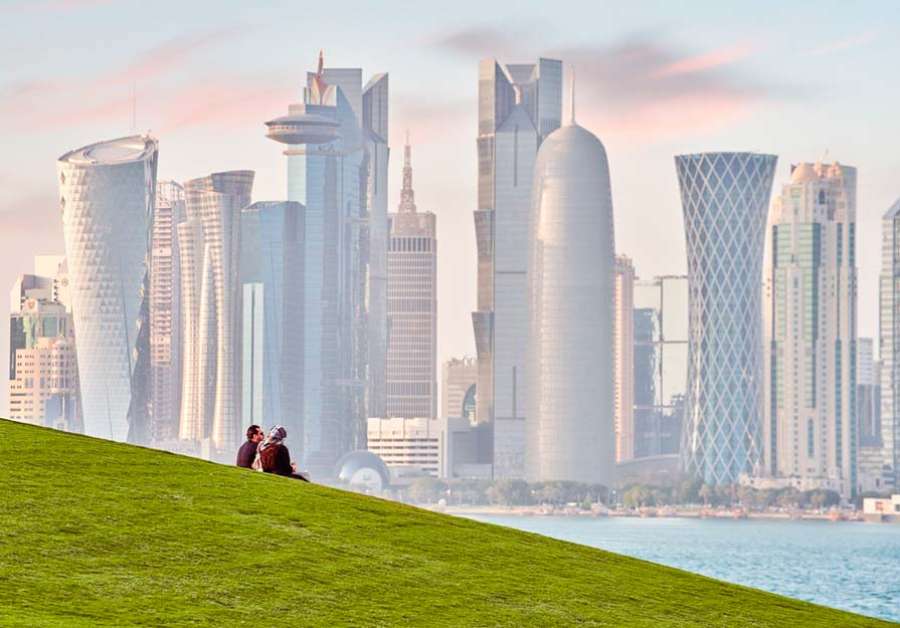El paseo marítimo de MIA Park ofrece unas magníficas vistas del sky line de Doha