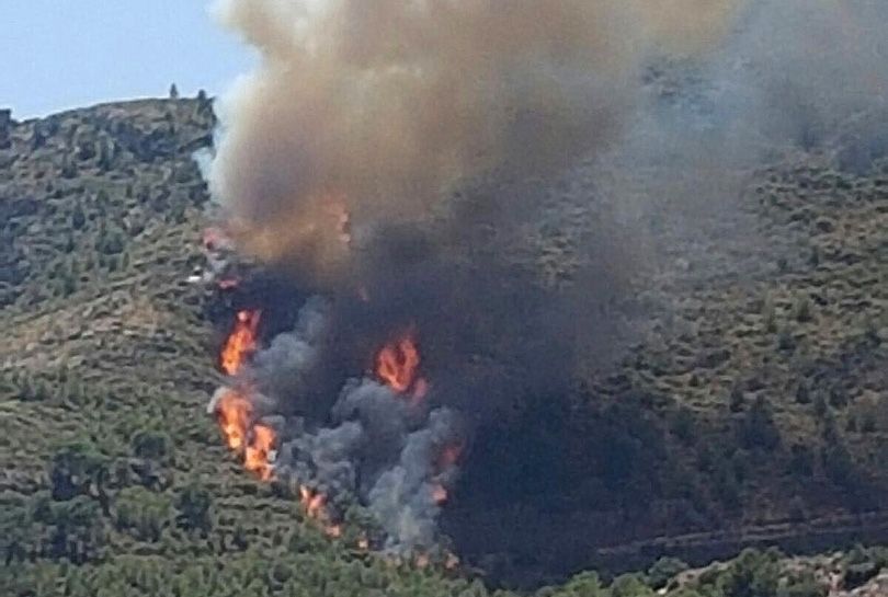 Se declara un incendio en la montaña de la Antigua Mina de Les Valls