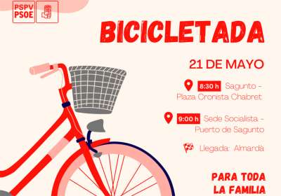 El Partido Socialista de Sagunto convoca una bicicletada a favor de la movilidad sostenible este domingo