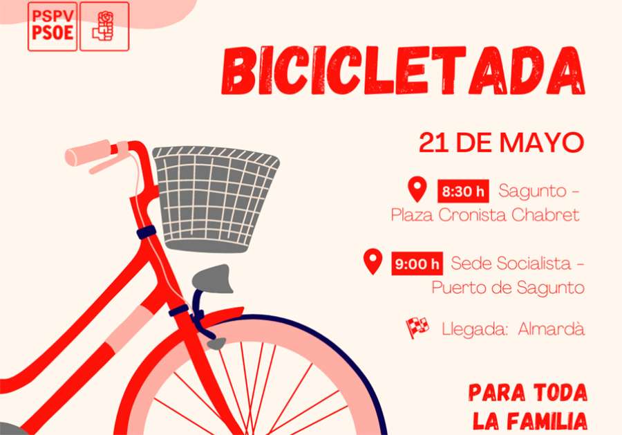 El Partido Socialista de Sagunto convoca una bicicletada a favor de la movilidad sostenible este domingo