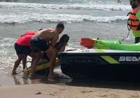 Simulacro de rescate efectuado este miércoles en la playa de Canet