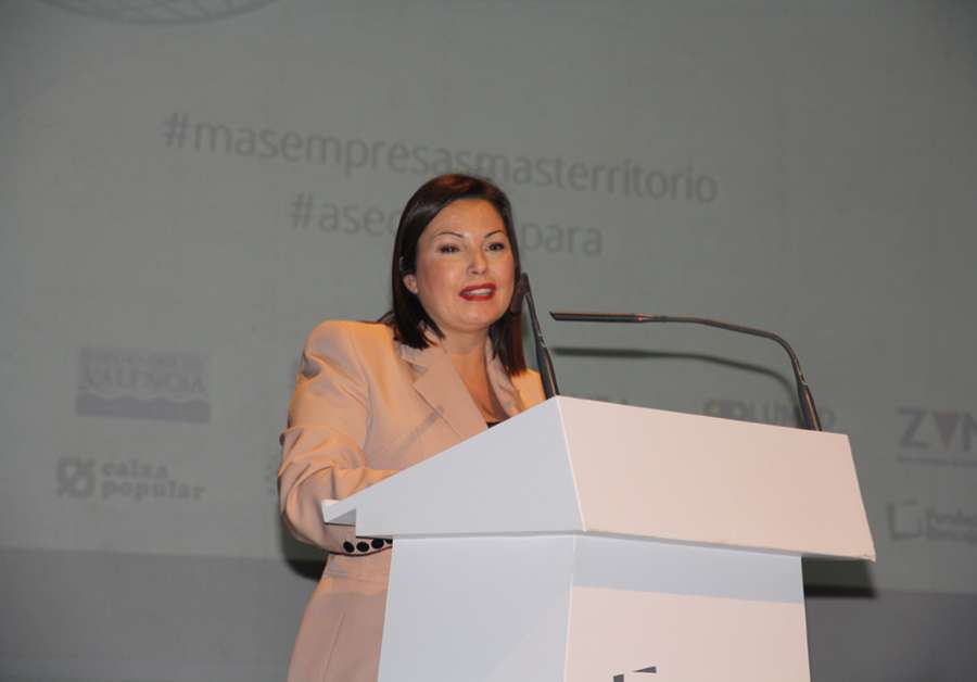 La presidenta de ASECAM, Cristina Plumed, durante su intervención este martes en el Encuentro Empresarial de ASECAM