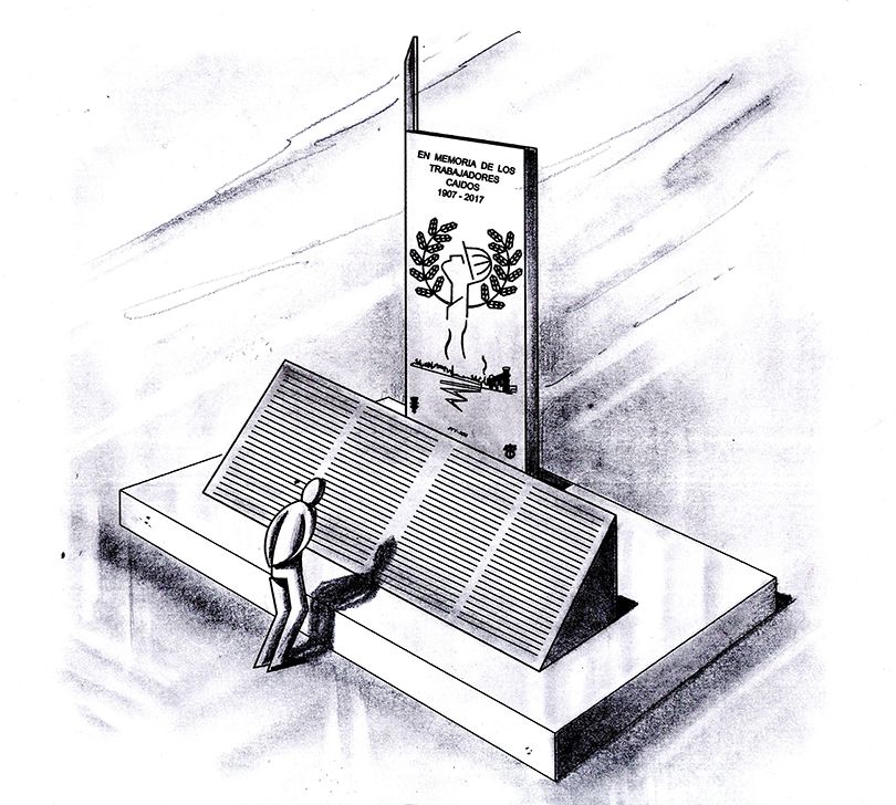 Ilustración de Antonio Cosín Mares, que muestra un boceto del monumento que se descubrirá el próximo 17 de diciembre en la Alameda