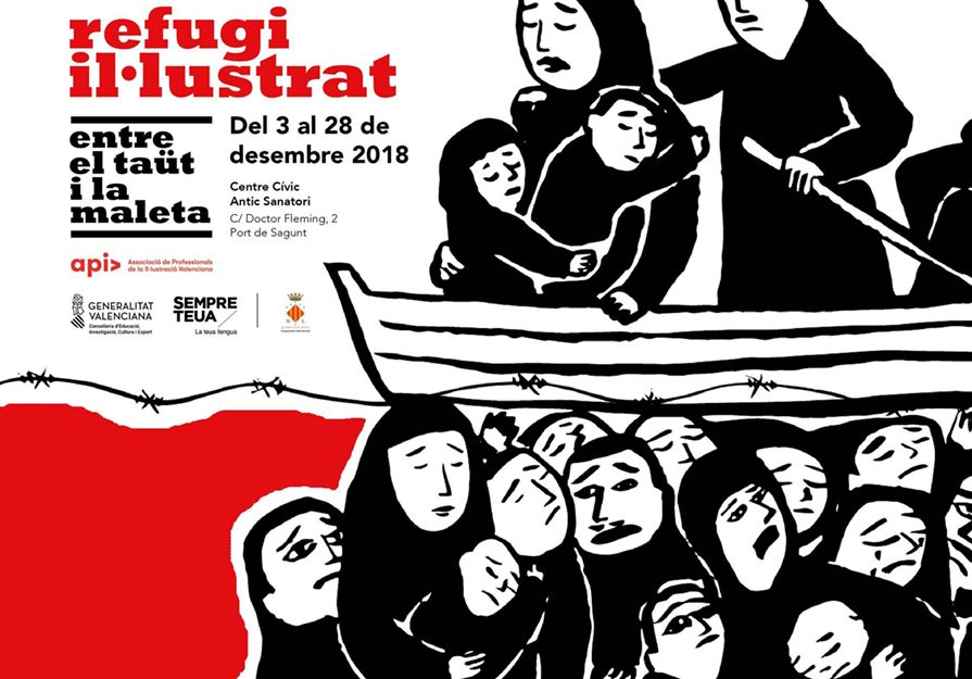 El Centro Cívico de Puerto de Sagunto acoge la exposición «Refugi il·lustrat: entre el taüt i la maleta»