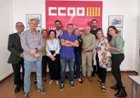 Miembros de la candidatura de EU-UP junto a dirigentes de CCOO